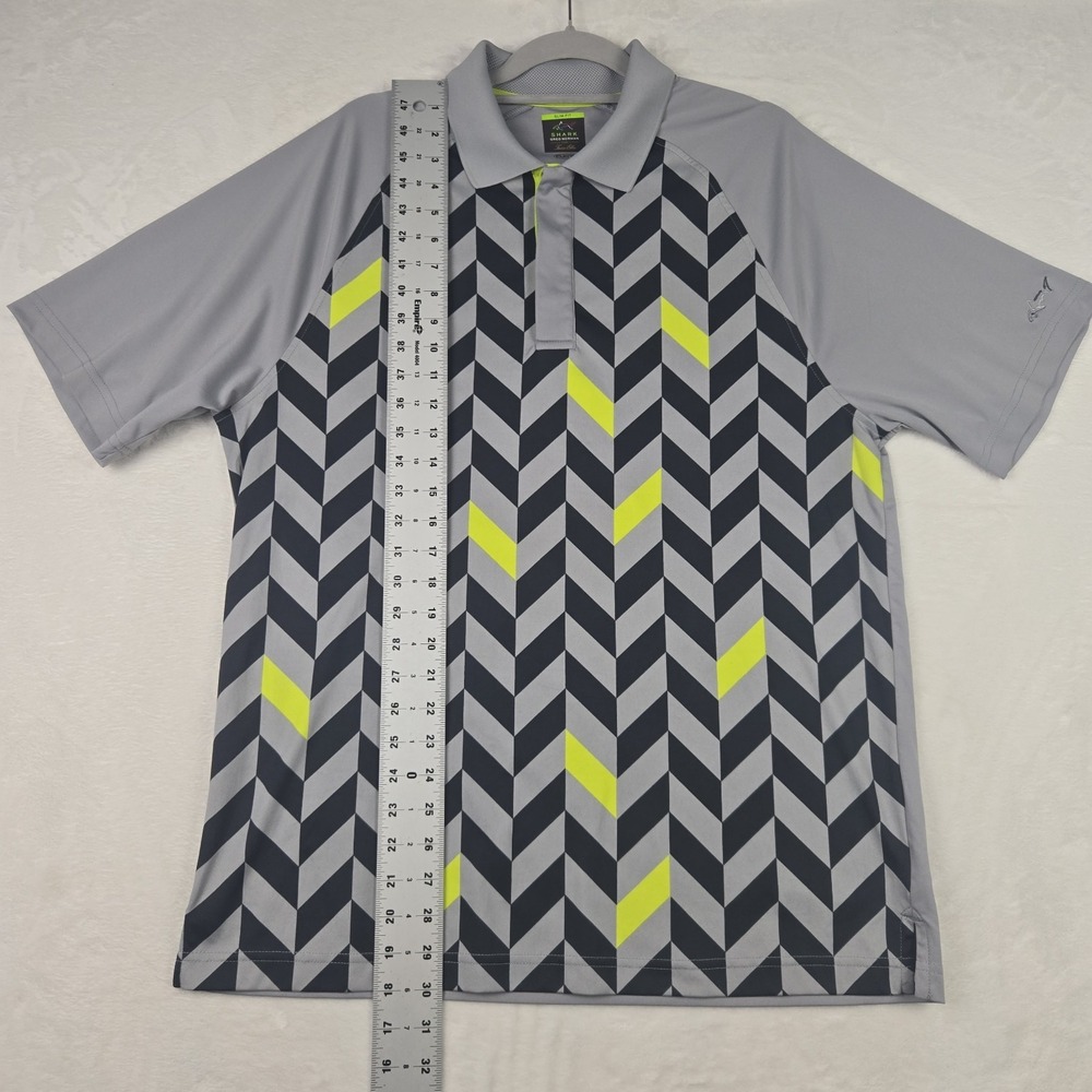 Shark by Greg Norman for Tasso Elba Gray & Lime Green Polo Size Large Snaps - Picture 9 of 10